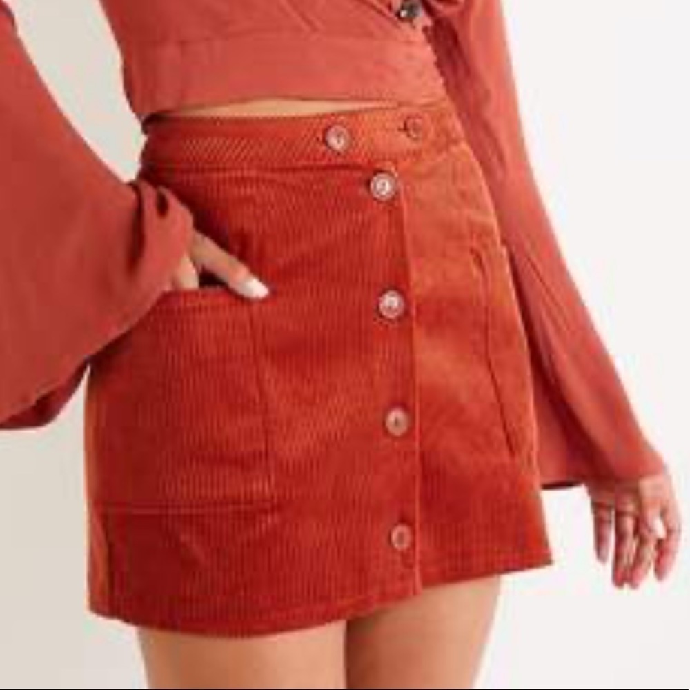 Charlotte Russe Rust Corduroy Mini Skirt